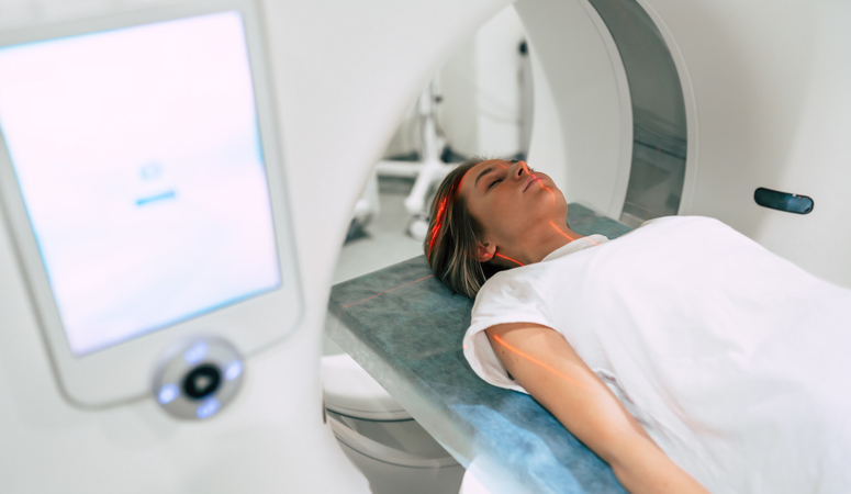 woman undergoing a ct scan