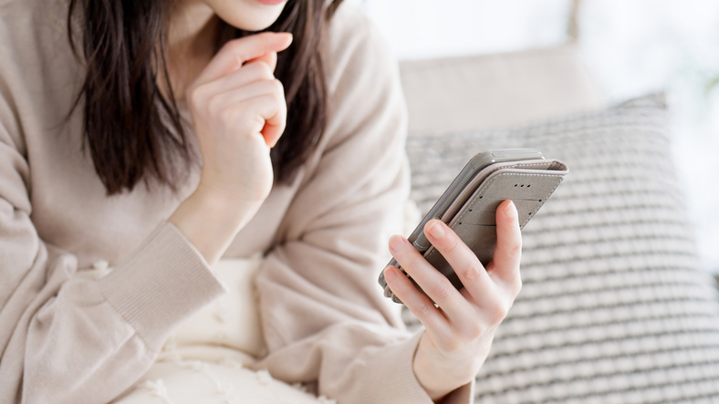 woman on her phone