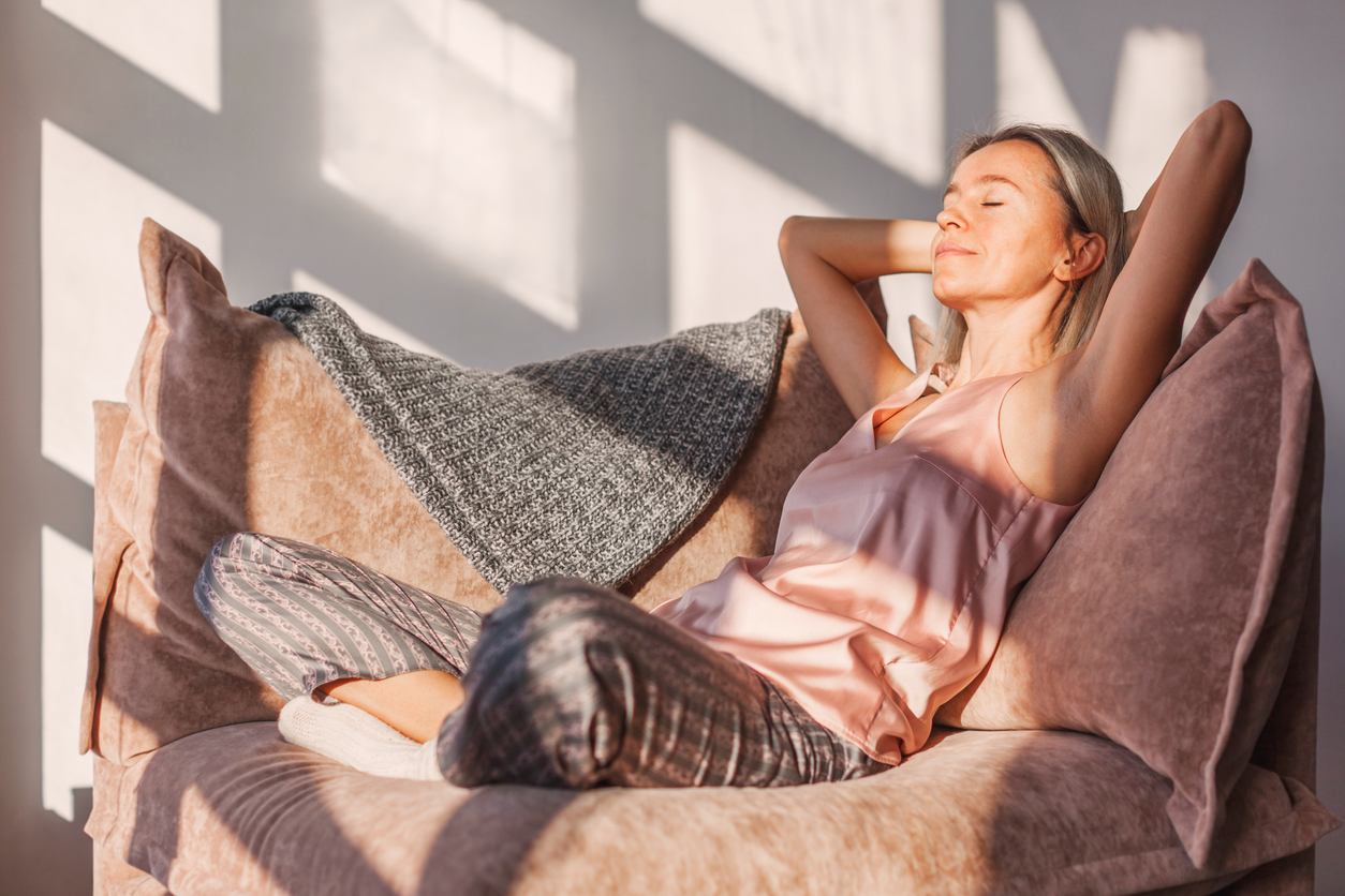 woman lounging on the sofa