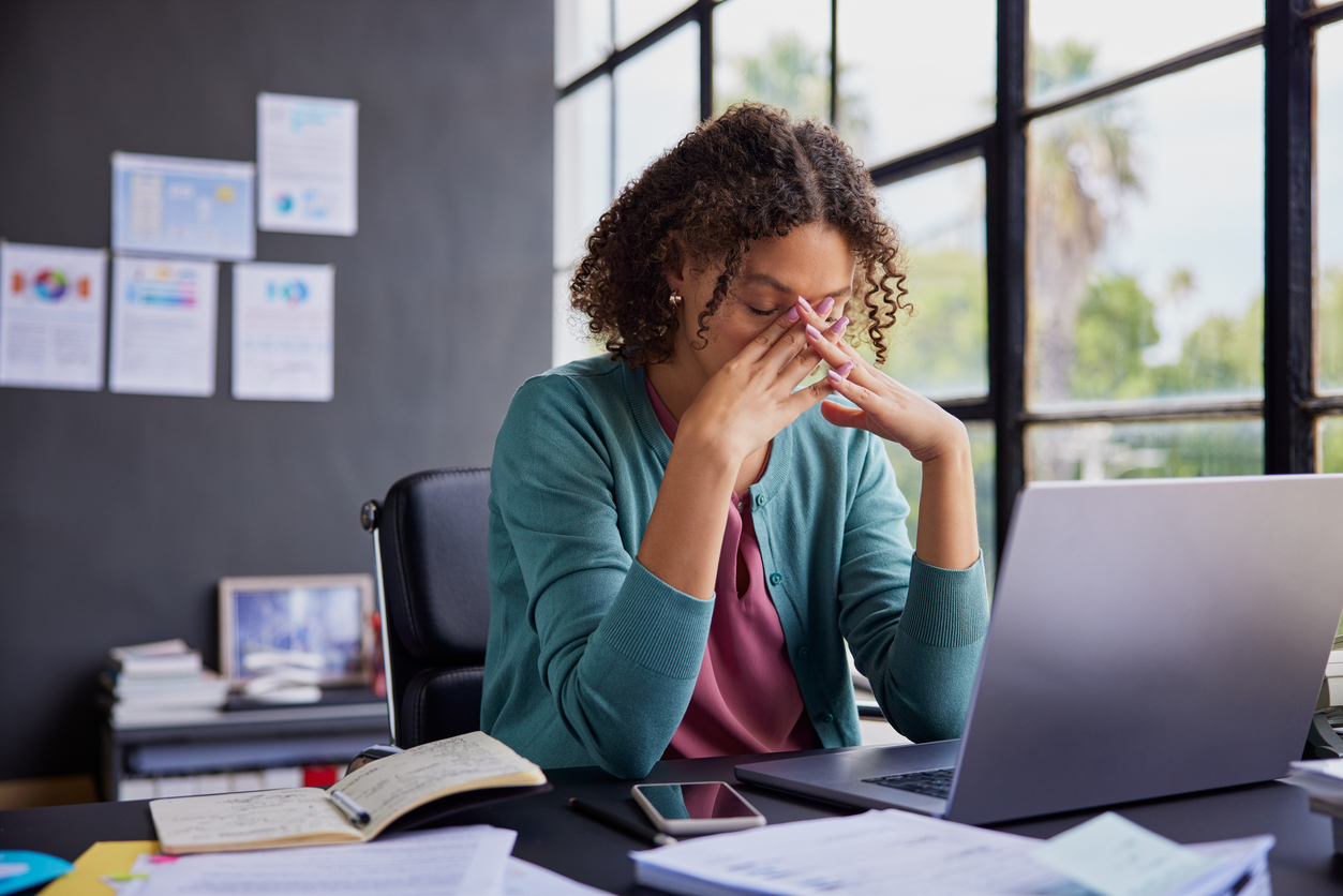 woman stressed at work