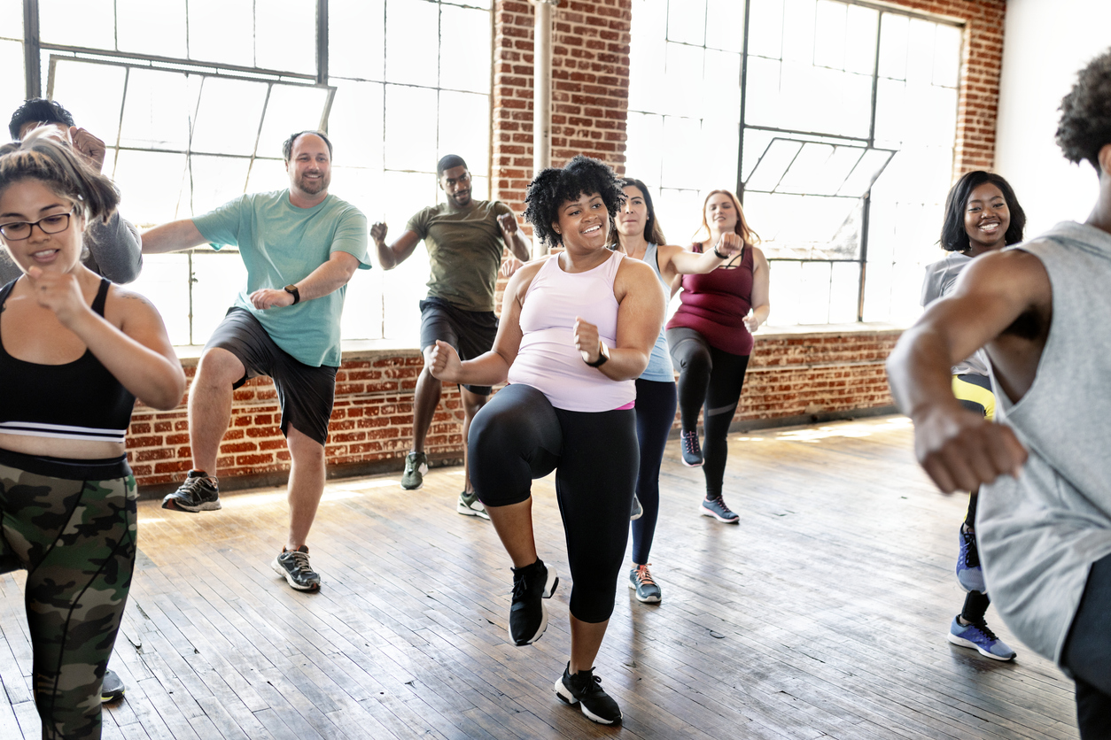 woman in a group exercise class