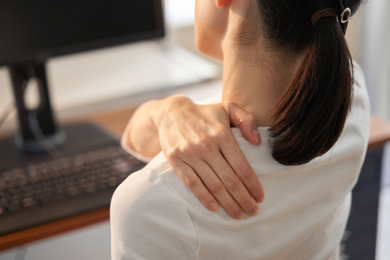 menopausal woman suffering from frozen shoulder