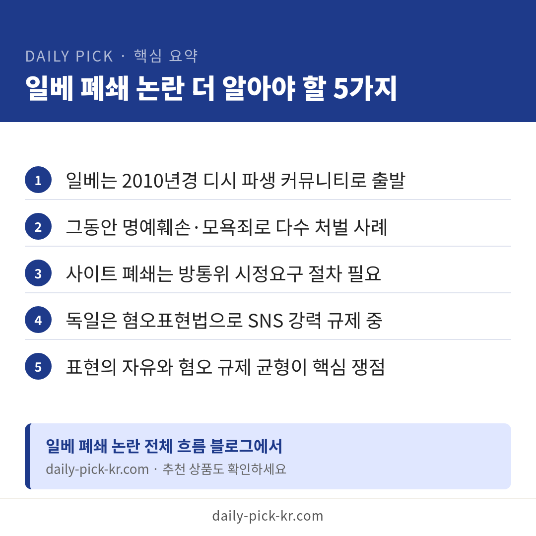이재명 대통령 '일베 폐쇄 검토' 지시…여야 충돌 카드뉴스 6페이지 - 핵심 요약 및 CTA