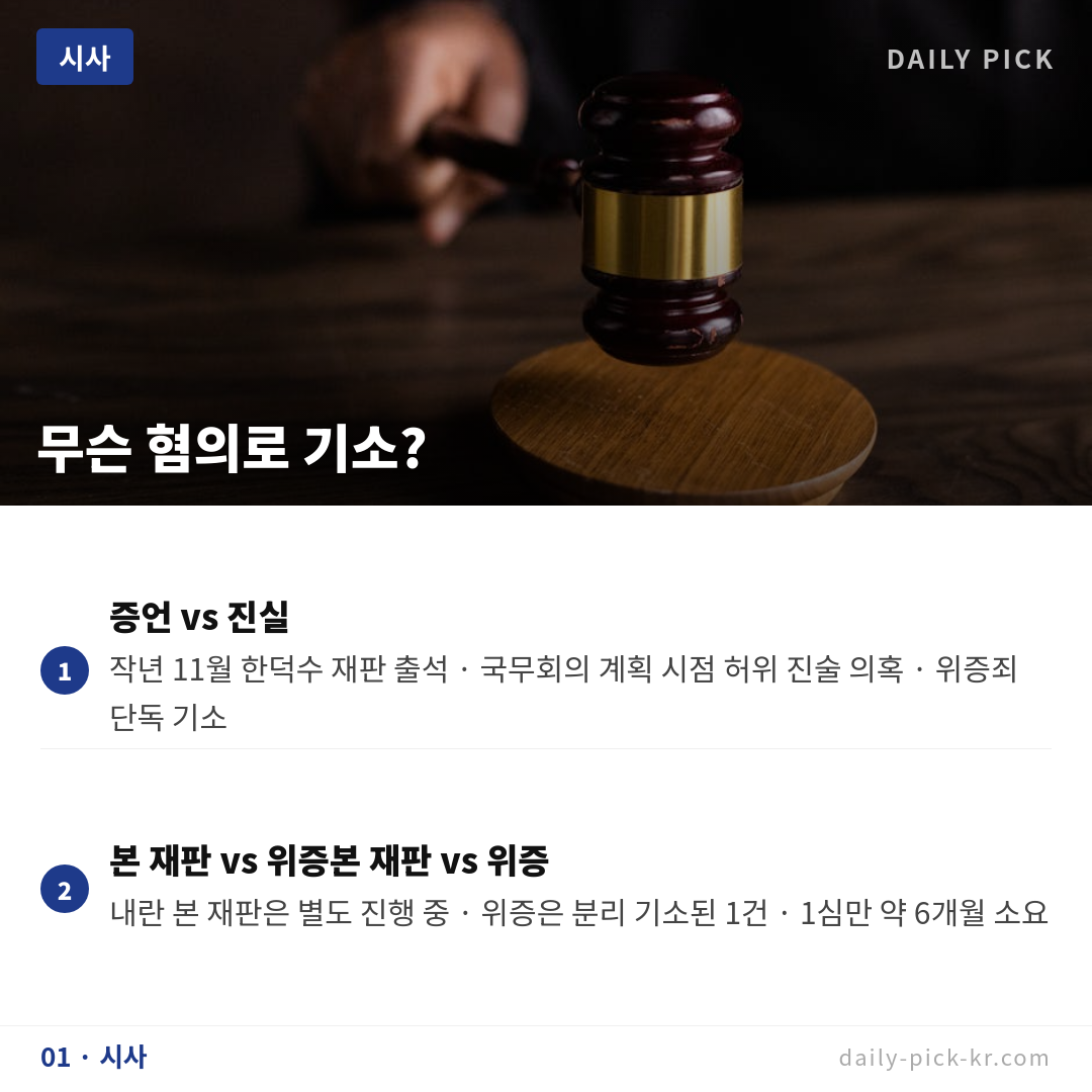 윤석열 전 대통령 위증 혐의 28일 1심 선고 카드뉴스 3페이지 - 첫 번째 본문