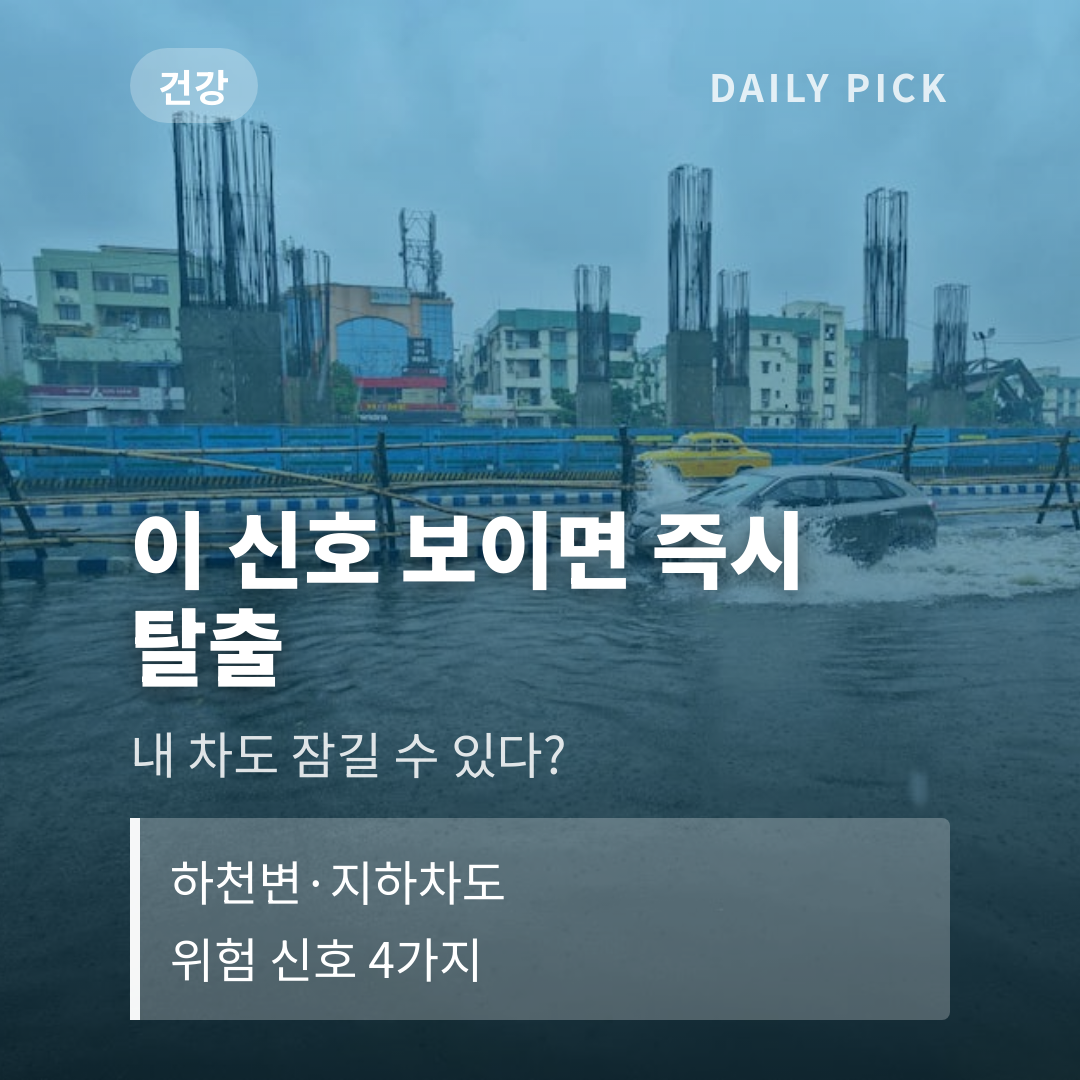 집중호우 대비 하천변·지하차도 위험 신호 체크리스트 카드뉴스 1페이지 - 후크 및 핵심 질문