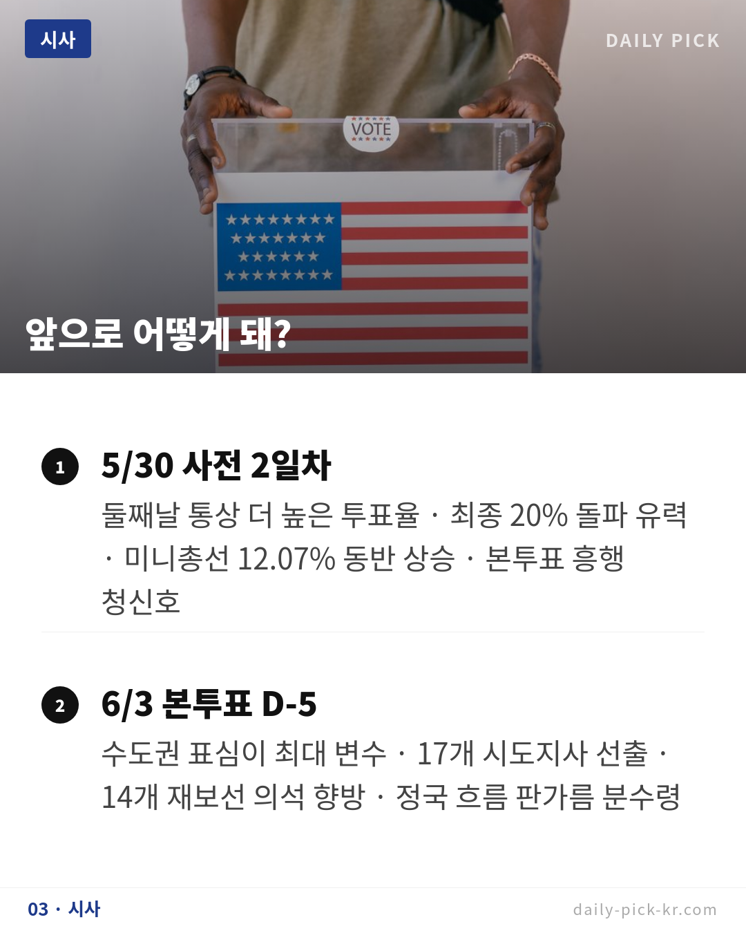 6·3 지방선거 사전투표율 11.6% 역대 최고치 카드뉴스 5페이지 - 세 번째 본문
