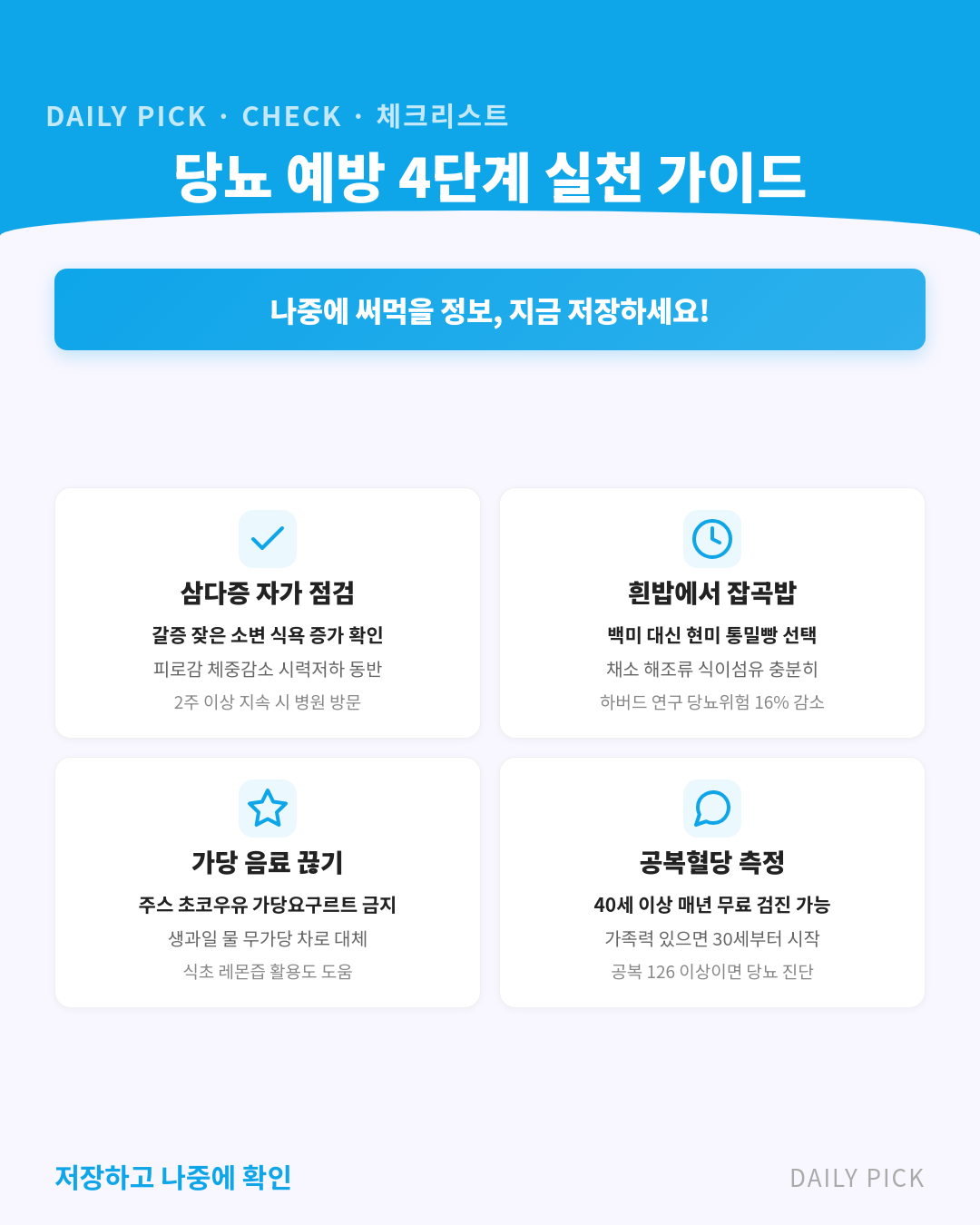 당뇨 초기증상과 예방 식단 카드뉴스 2페이지 - 핵심 정보 요약