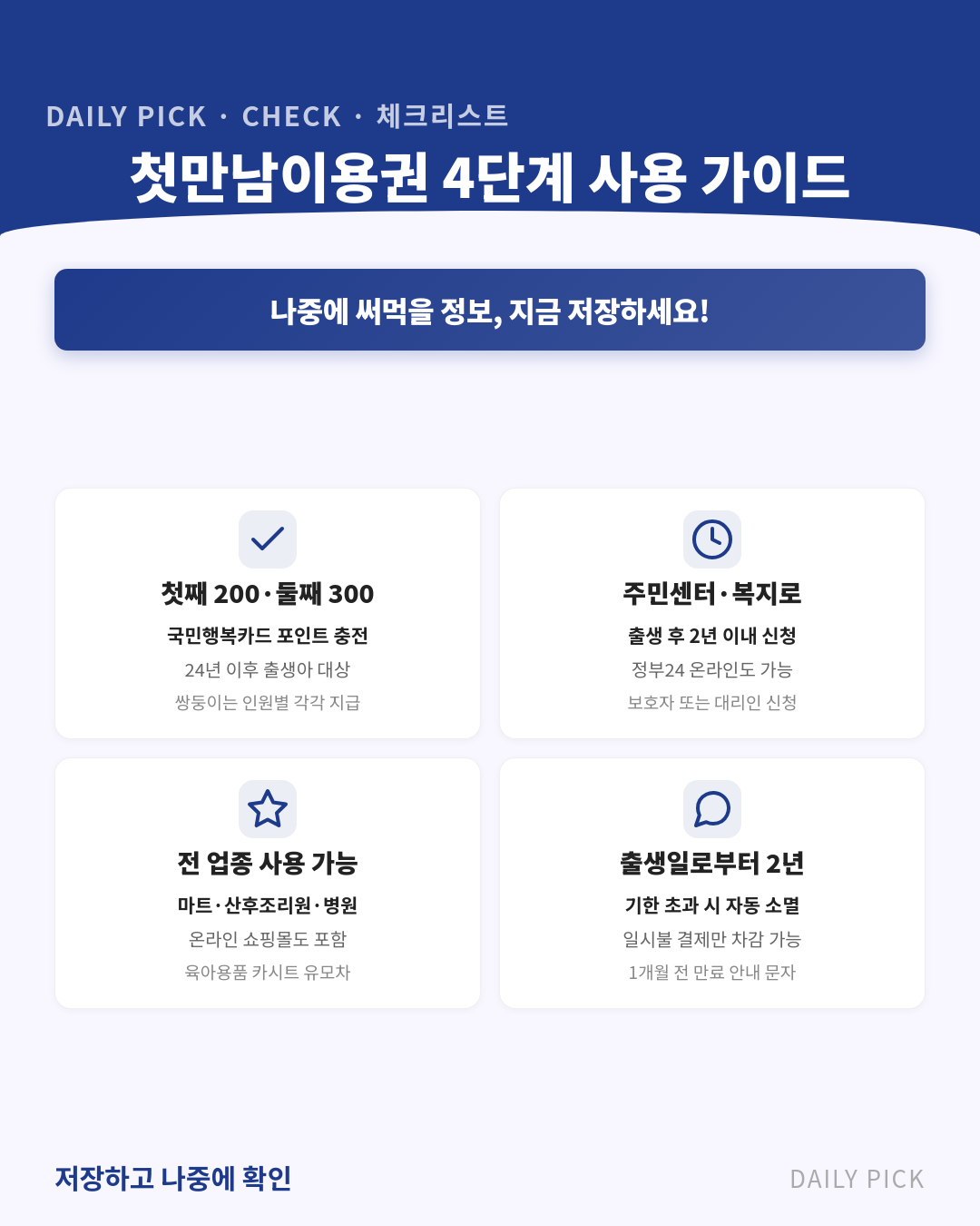 첫만남이용권 사용처와 금액 카드뉴스 2페이지 - 핵심 정보 요약