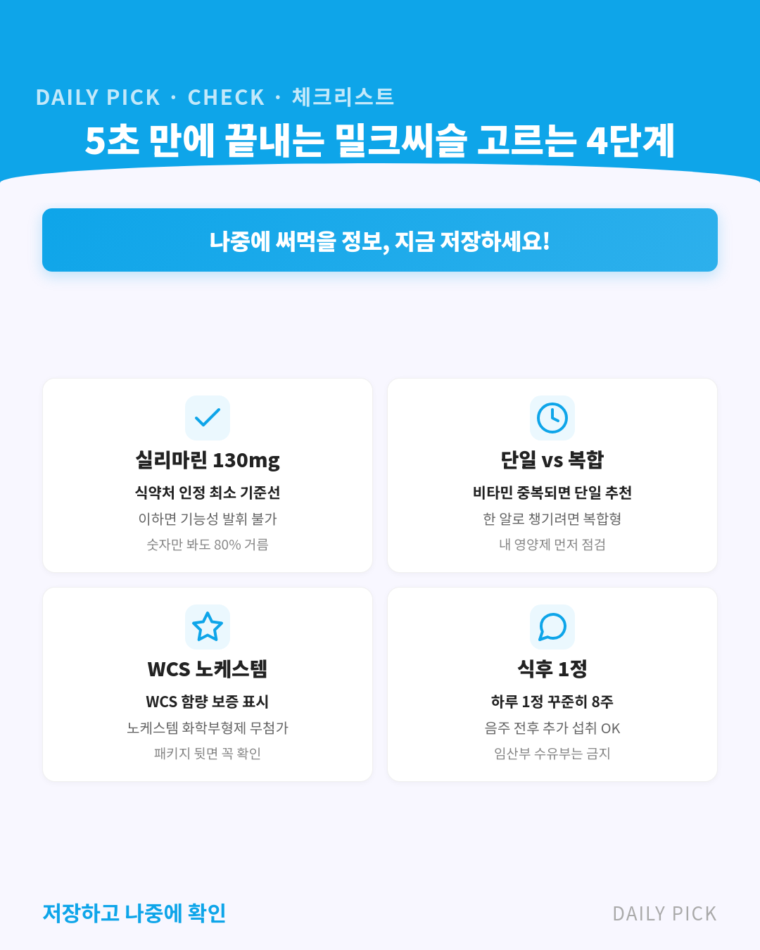 밀크씨슬 간 영양제 고르는 법 카드뉴스 2페이지 - 핵심 정보 요약