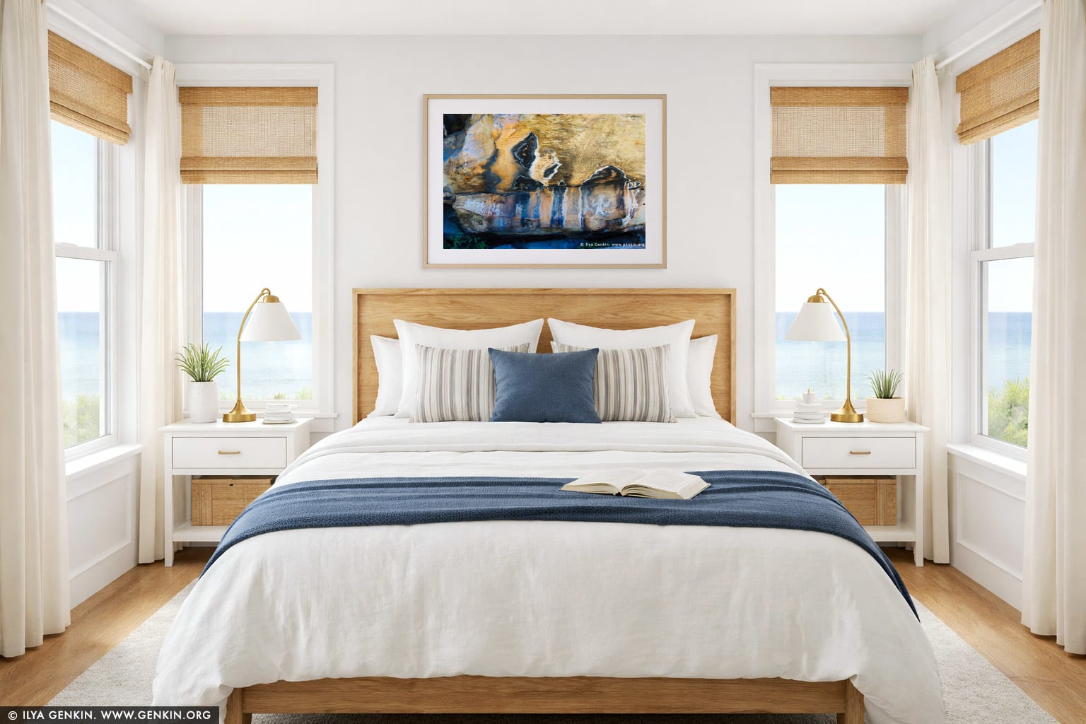 Aboriginal Rock Art Paintings at Ngamadjidj Shelter wall art in a bedroom interior