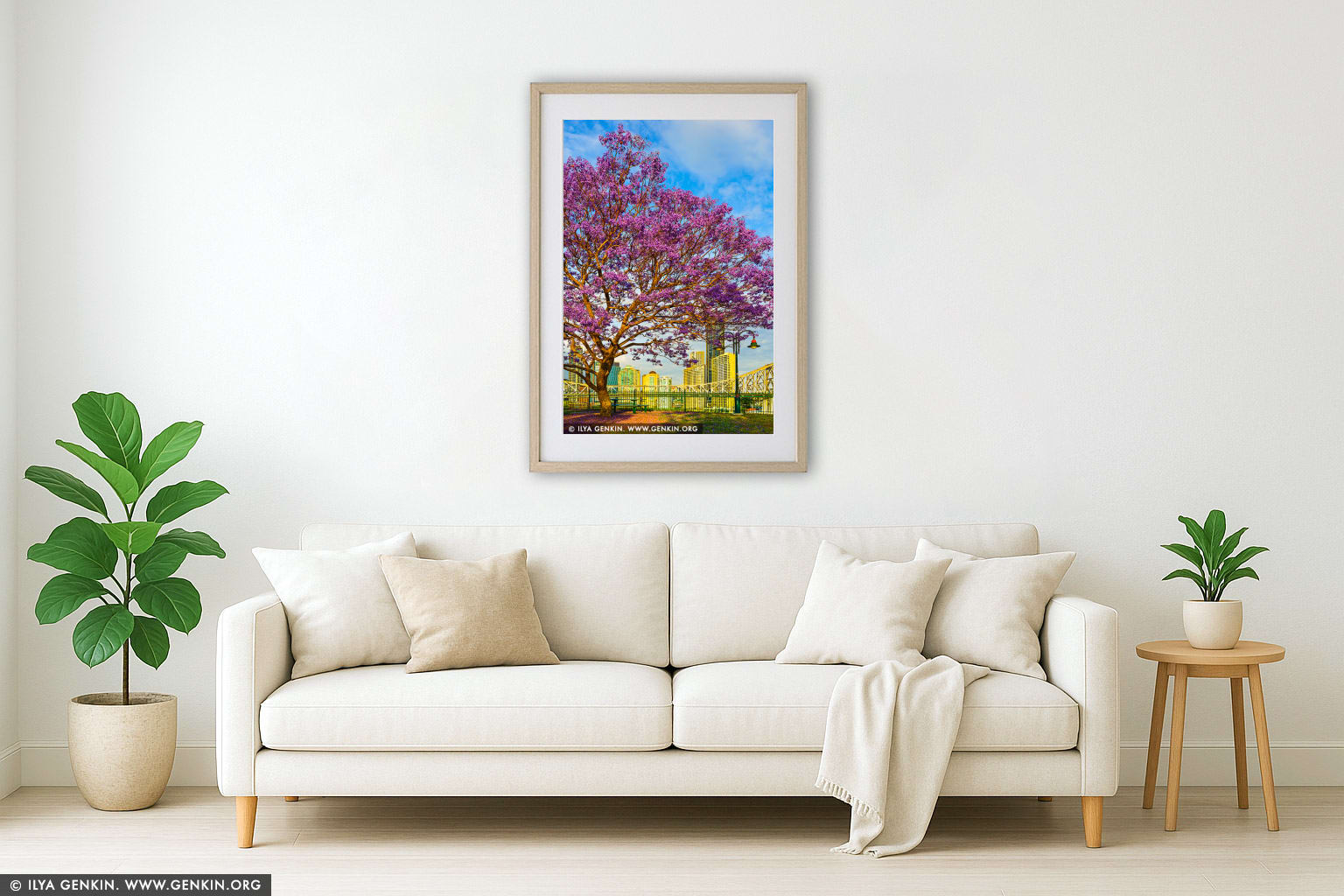 Jacaranda at Wilsons Outlook Reserve wall art in a modern living room interior