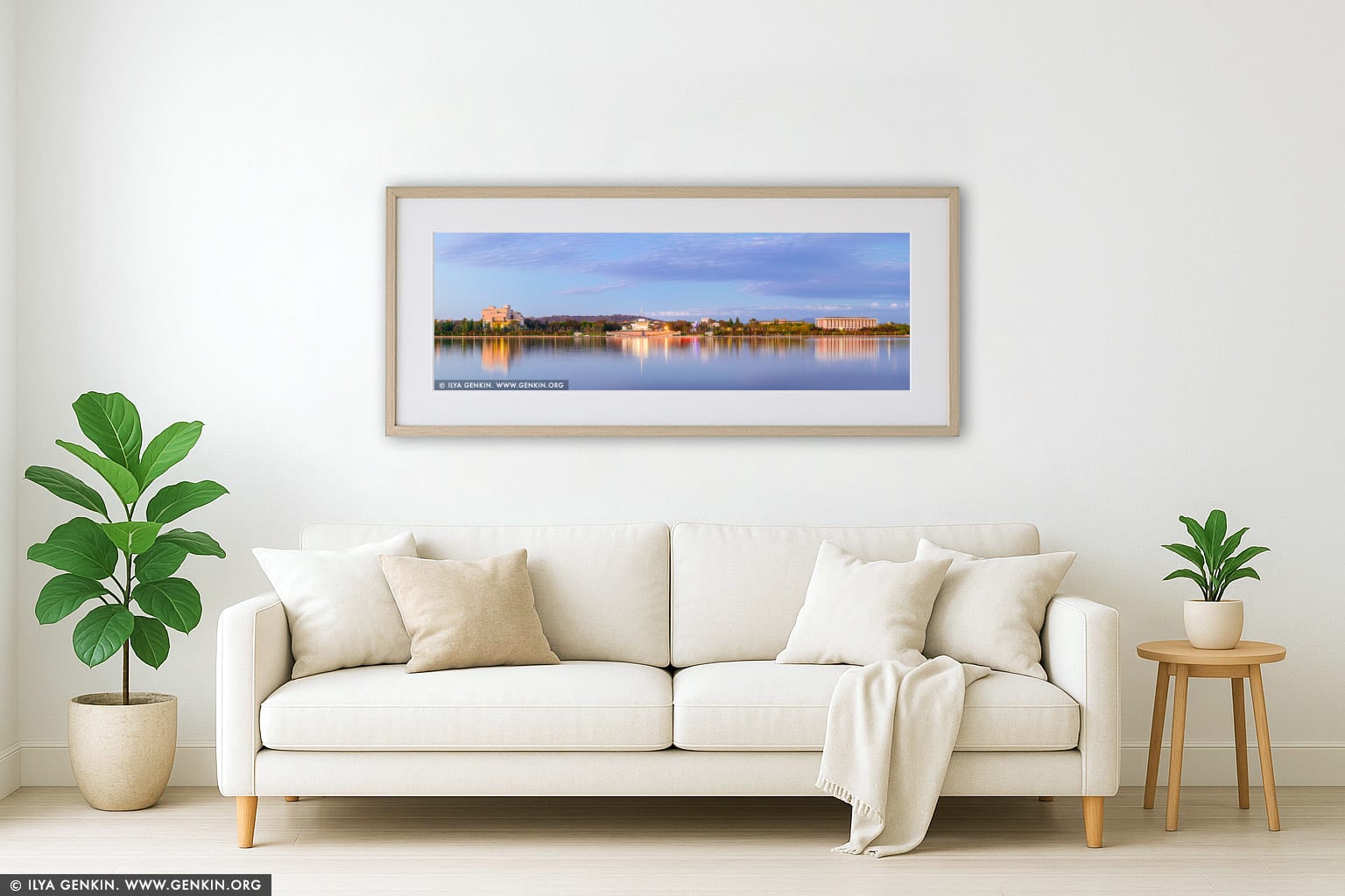 Canberra Sunrise wall art in a modern living room interior