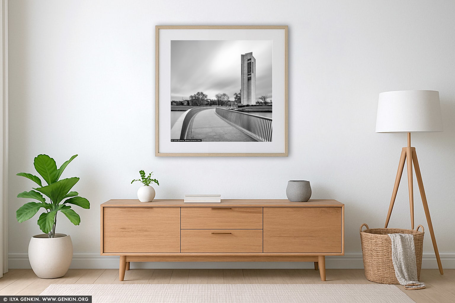 National Carillon wall art in a luxury living room interior