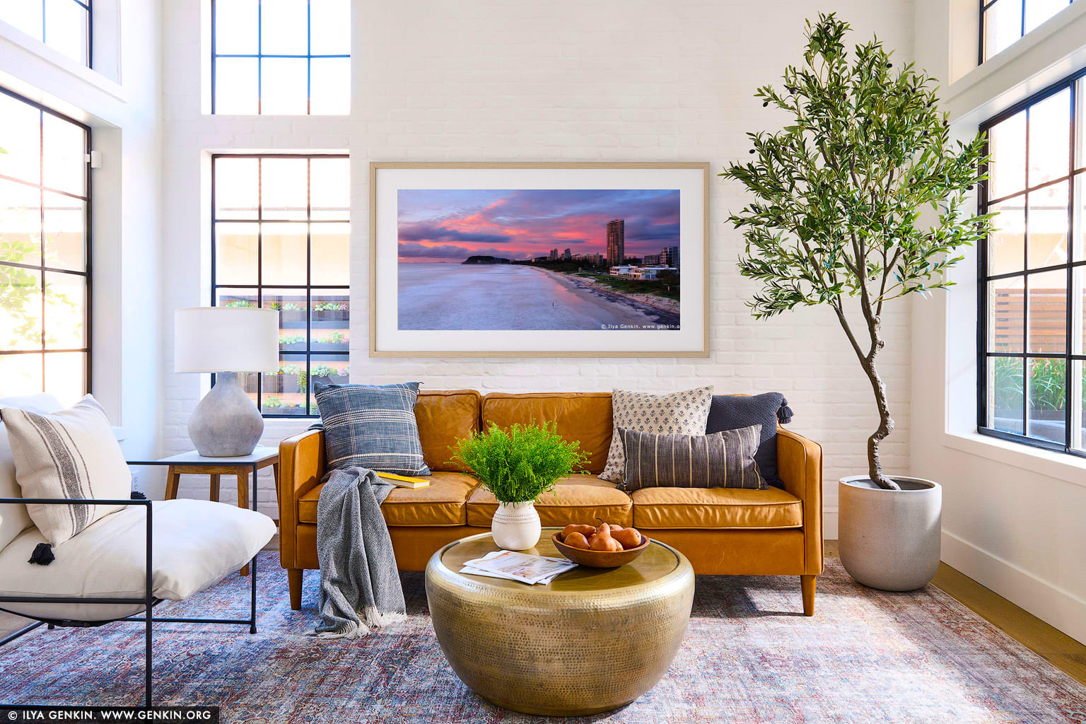 North Burleigh/Miami Lookout wall art in a contemporary living room interior