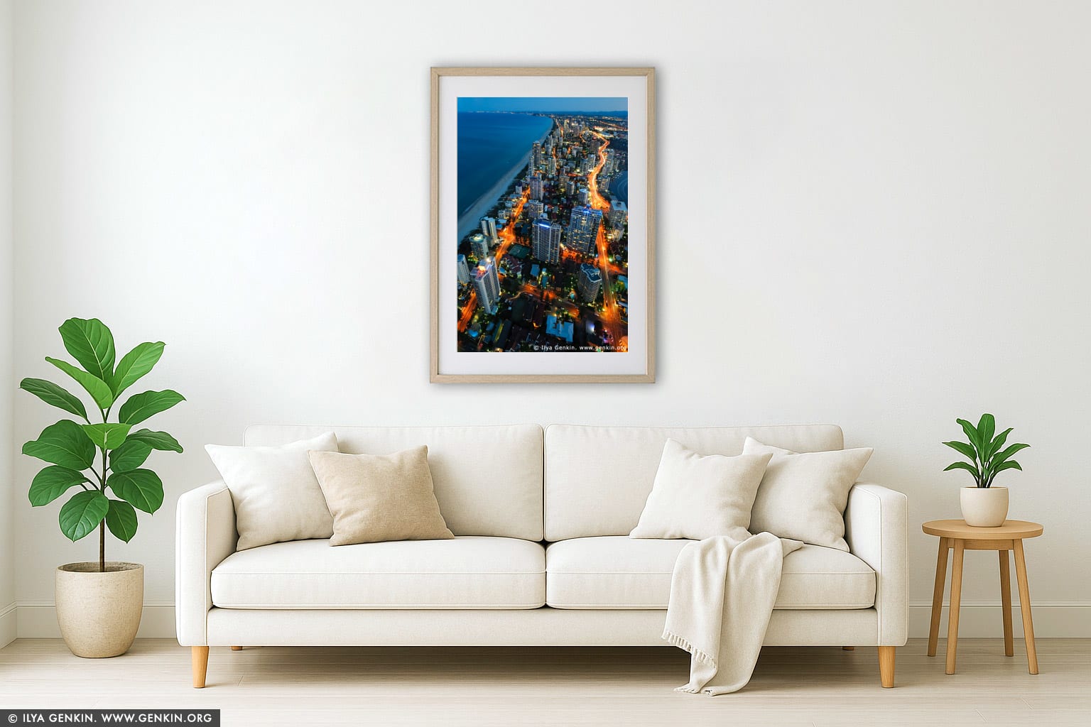 Surfer's Paradise after Sunset wall art in a luxury living room interior