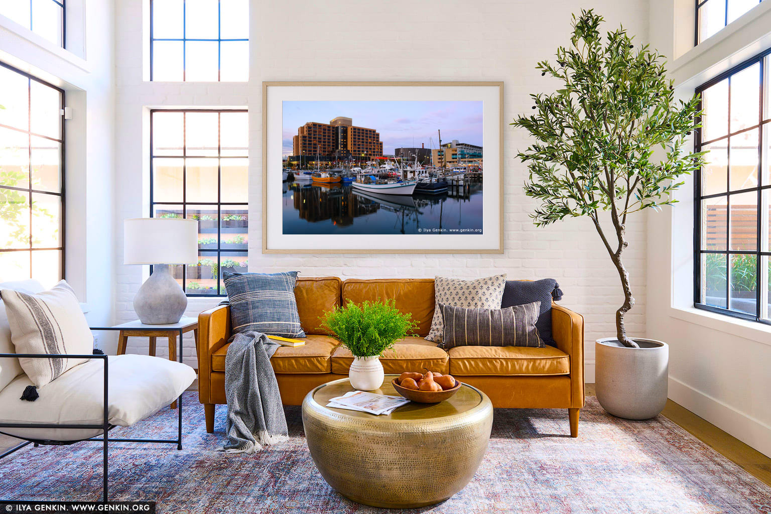 Hotel Grand Chancellor From Franklin Wharf wall art in a minimalist living room interior