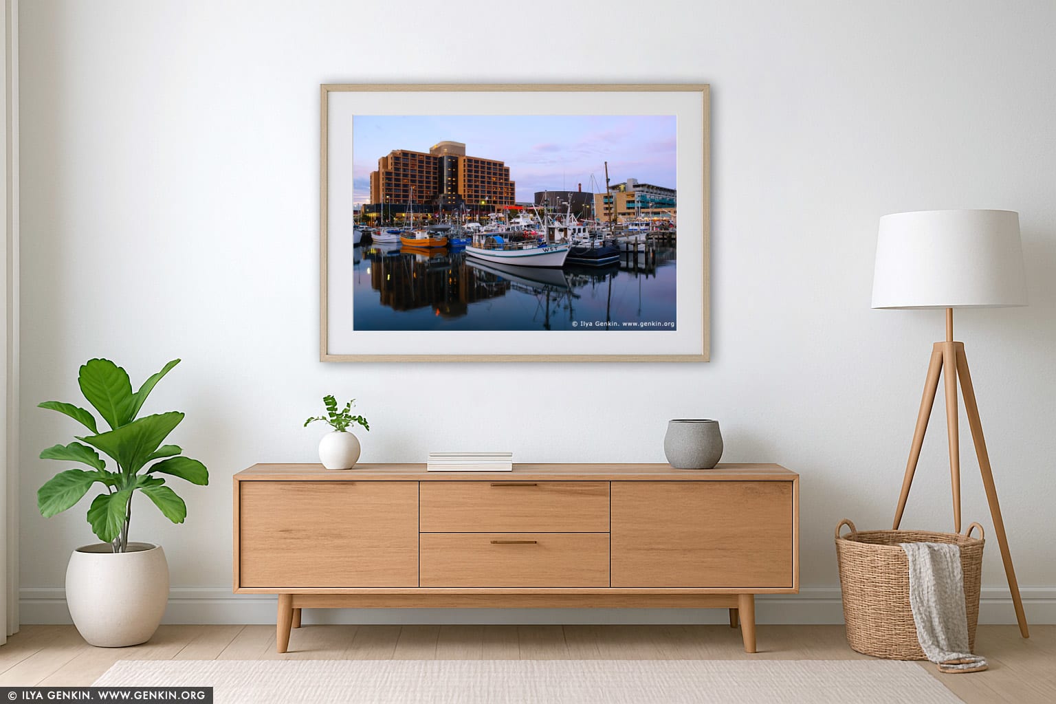 Hotel Grand Chancellor From Franklin Wharf wall art in a luxury living room interior