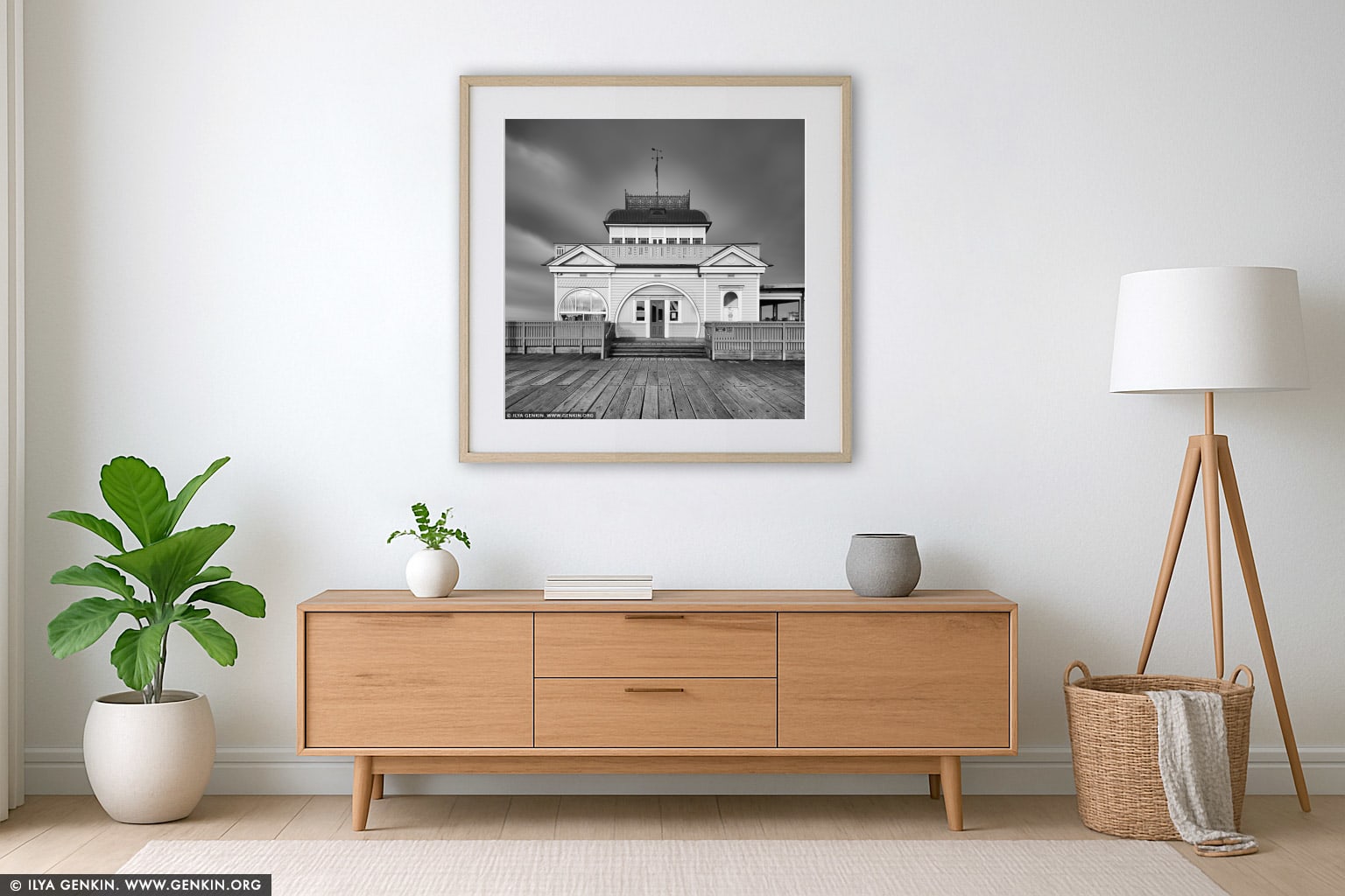 St Kilda Pavilion wall art in a minimalist living room interior