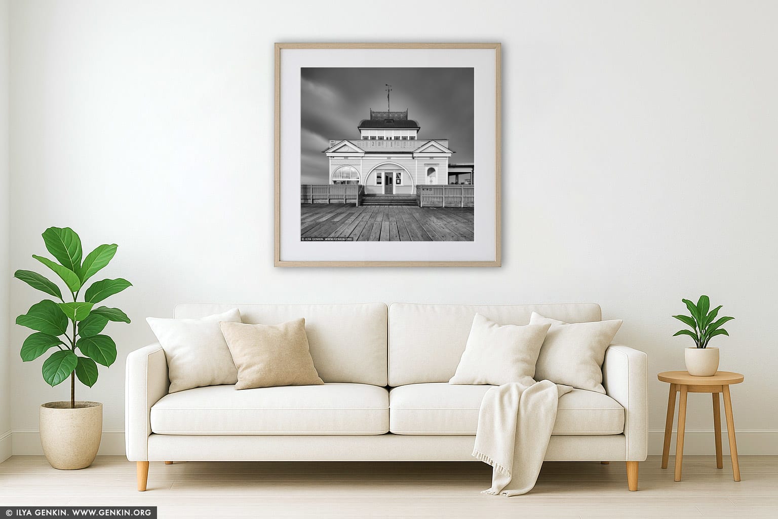 St Kilda Pavilion wall art in a modern living room interior