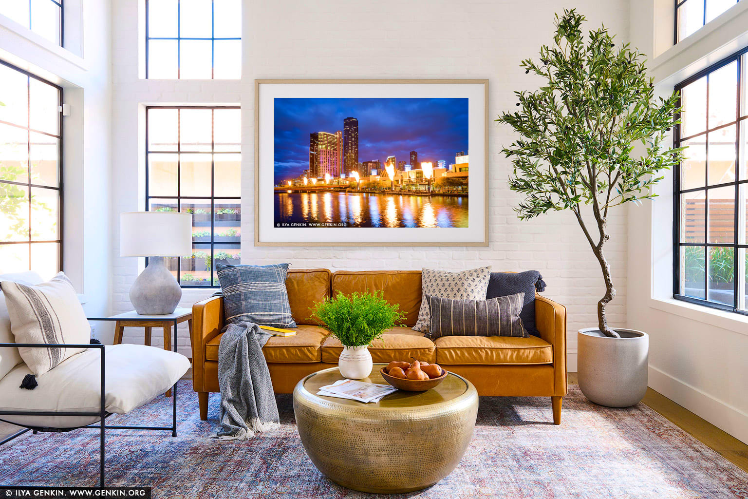 Crown Melbourne's Gas Brigade Fireballs Show wall art in a modern living room interior