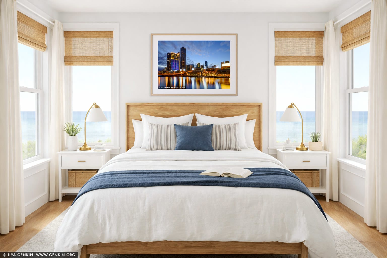 Crown Casino before Sunrise wall art in a bedroom interior