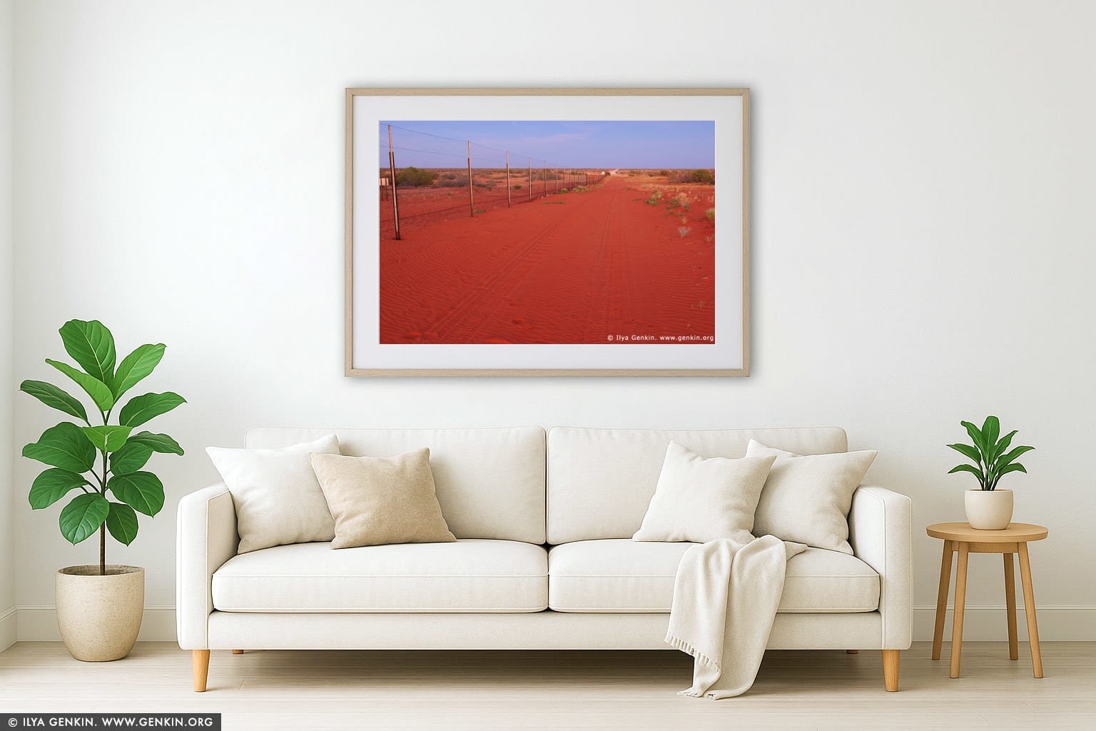Dingo Fence at Twilight wall art in a modern living room interior