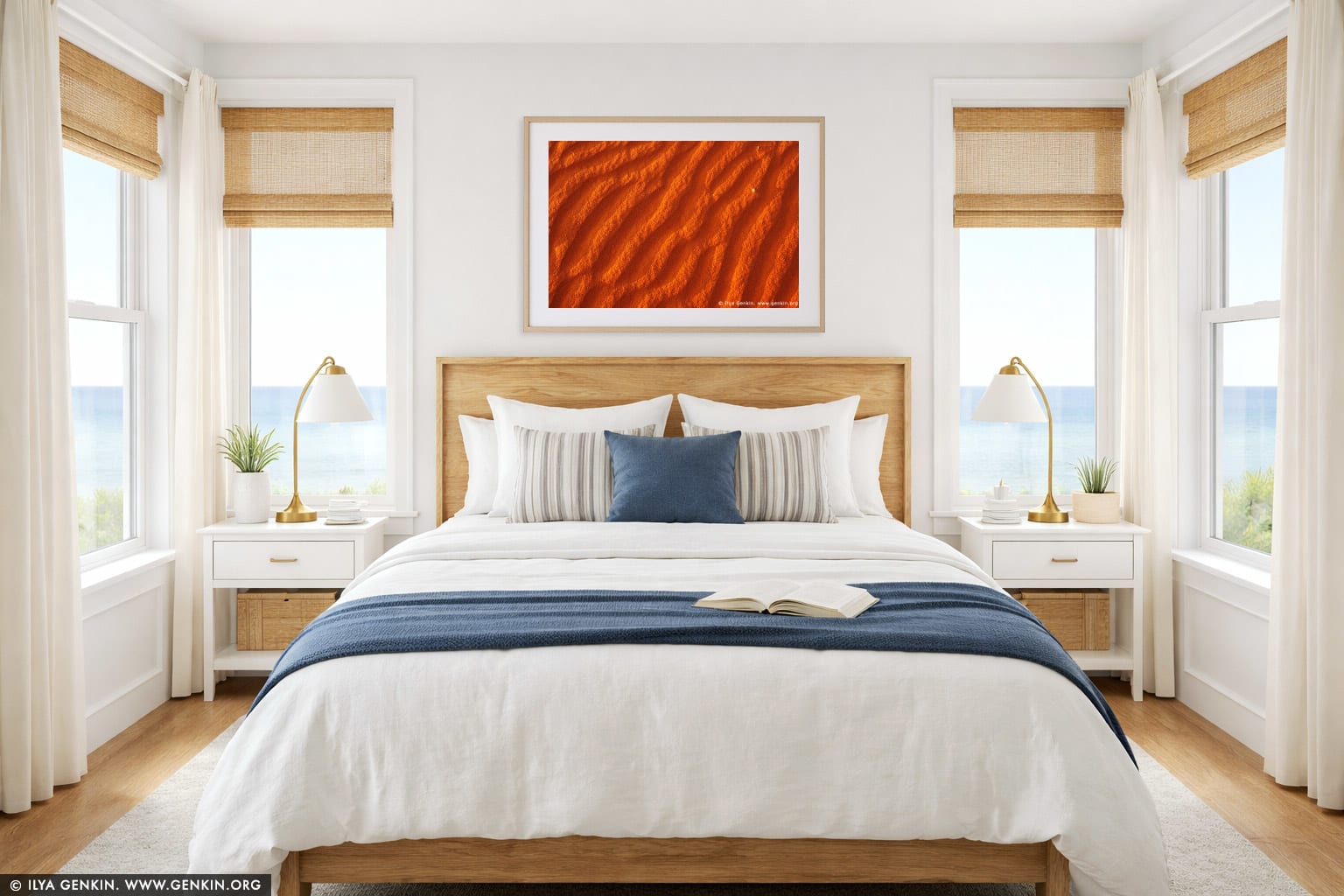 Ripples on Red Sand wall art in a bedroom interior