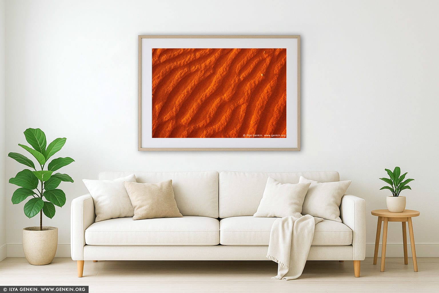 Ripples on Red Sand wall art in a luxury living room interior