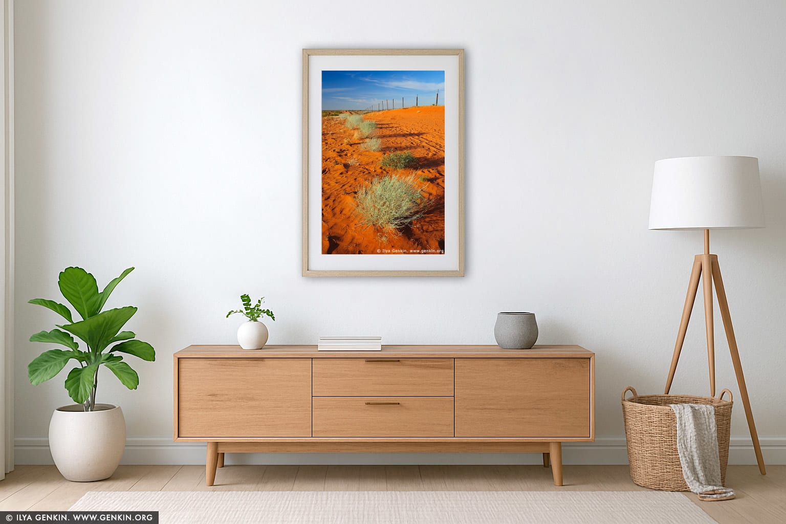 Dingo Fence near Cameron Corner wall art in a contemporary living room interior