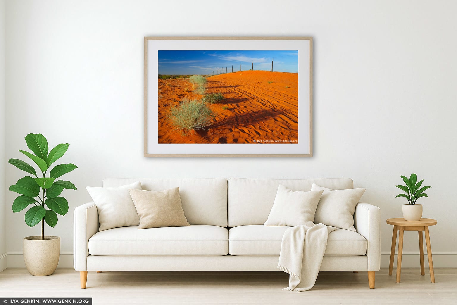 Dingo Fence near Cameron Corner wall art in a luxury living room interior