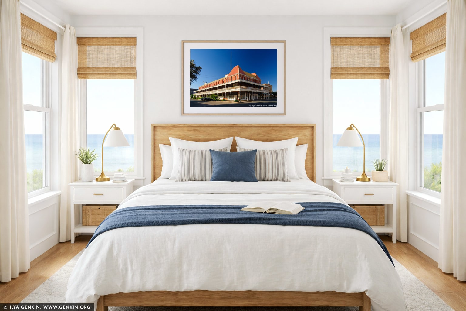 Palace Hotel at Broken Hill wall art in a bedroom interior