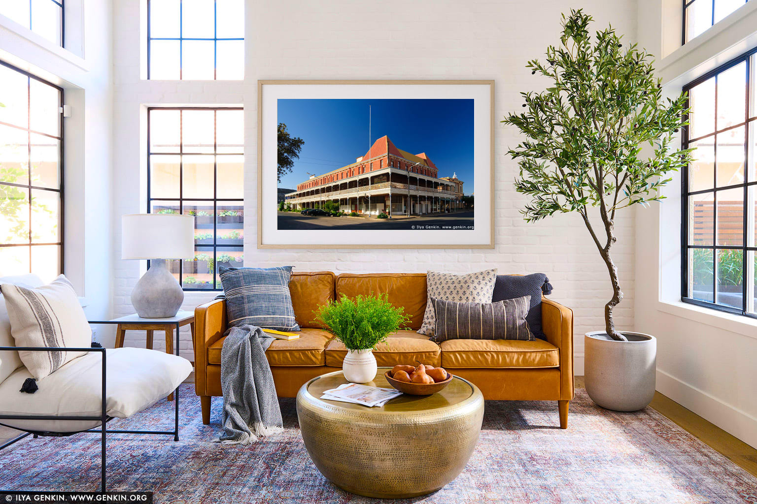 Palace Hotel at Broken Hill wall art in a contemporary living room interior