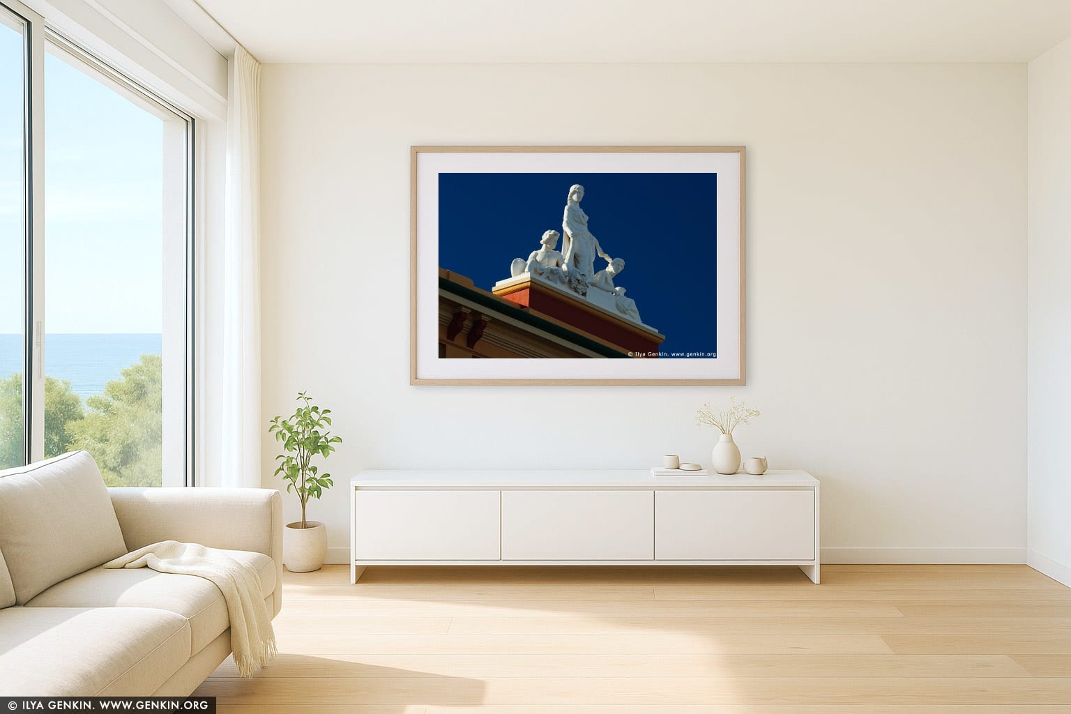 Architecture Details wall art in a minimalist living room interior