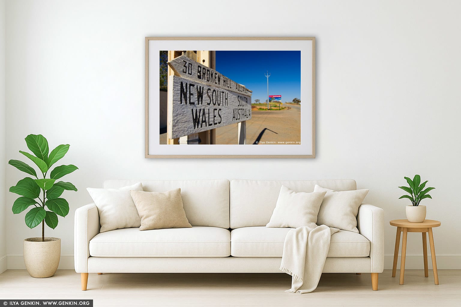 Broken Hill - Adelaide Road Sign wall art in a luxury living room interior