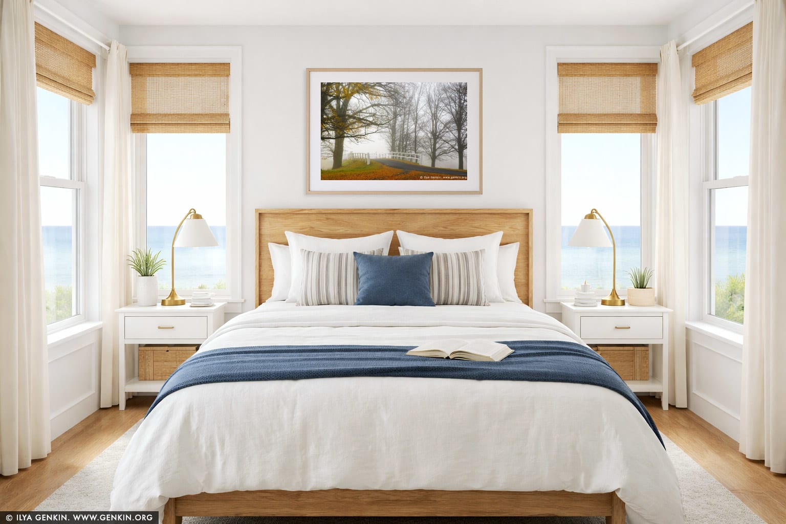 Old Bridge wall art in a bedroom interior