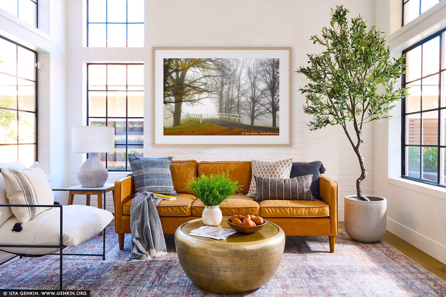 Old Bridge wall art in a luxury living room interior