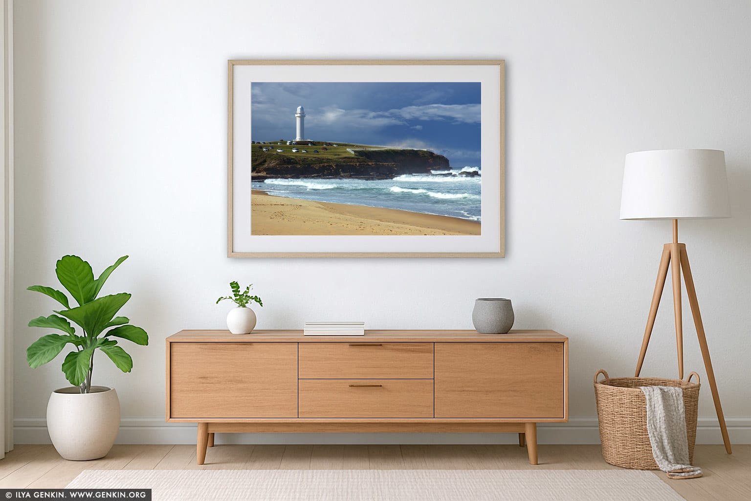 Flagstaff Point wall art in a minimalist living room interior