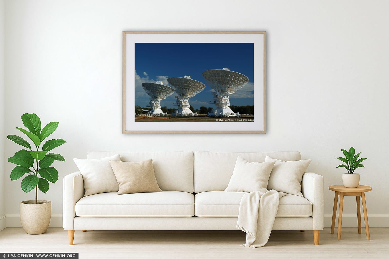 Radio Antenna Dishes wall art in a contemporary living room interior