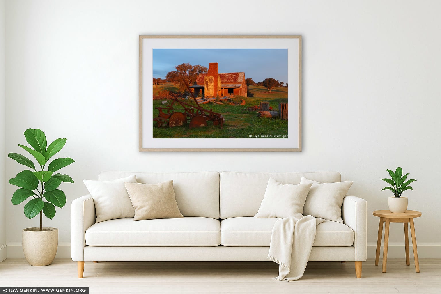 Abandoned Farmhouse wall art in a contemporary living room interior