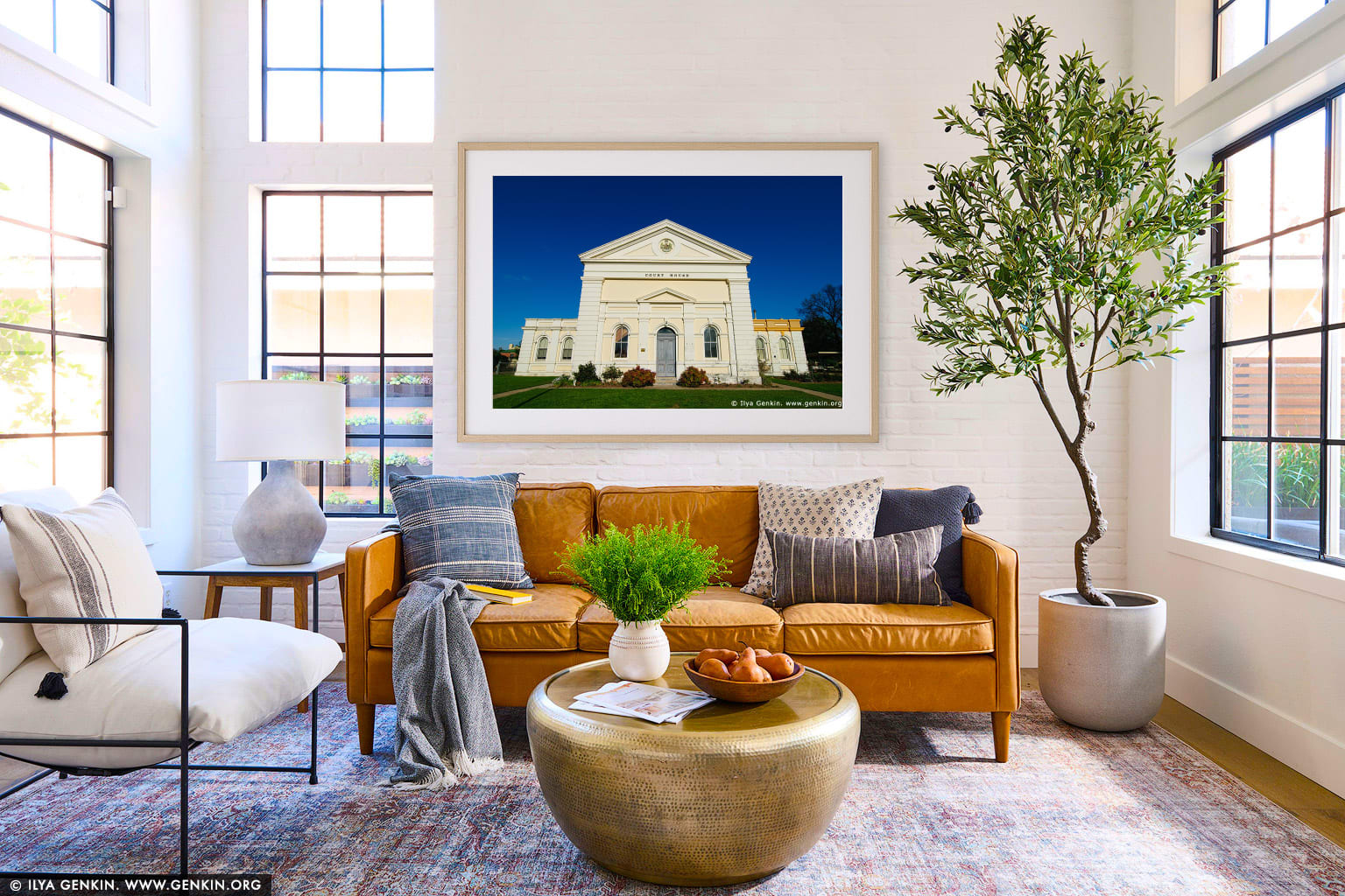 Old Court House wall art in a luxury living room interior