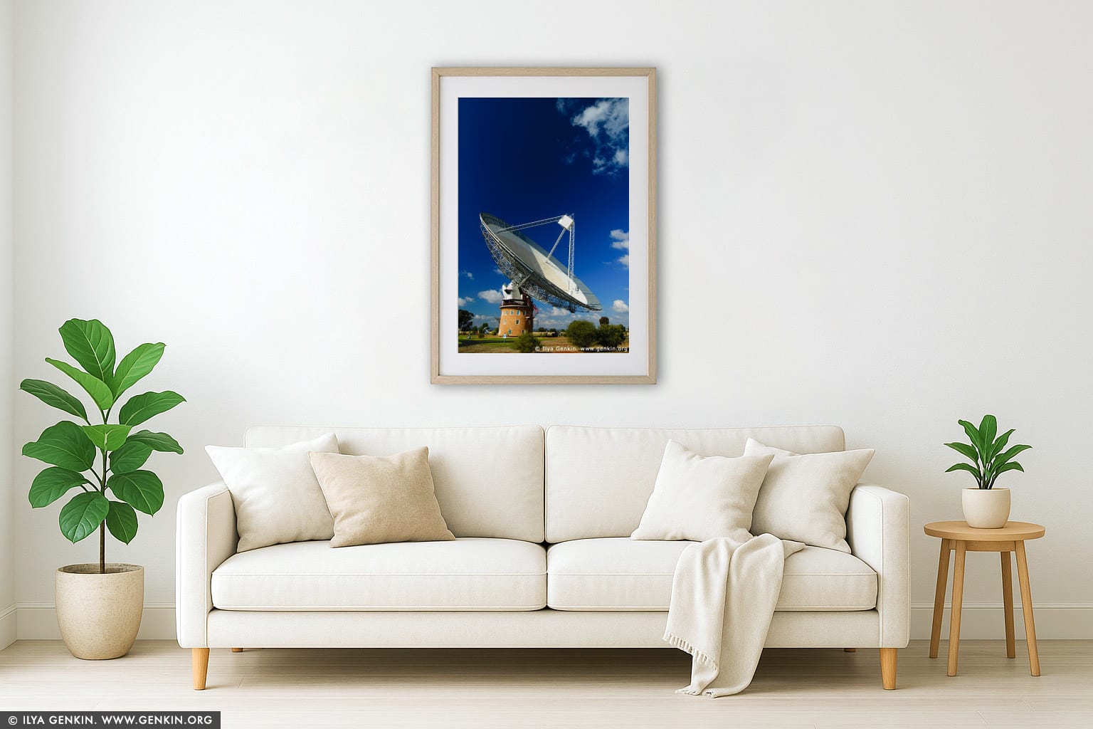 Radio Antenna Dish wall art in a modern living room interior