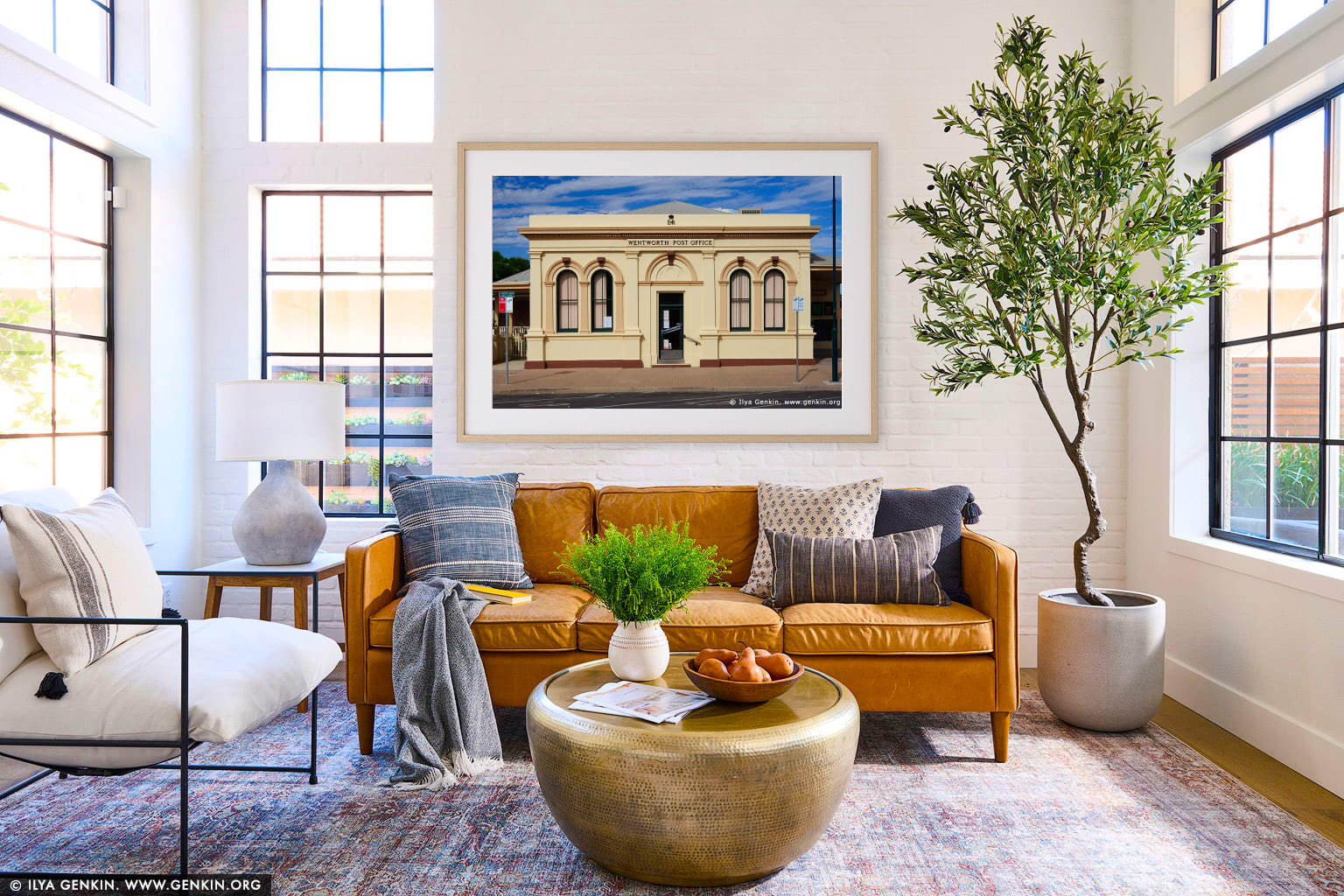 Wentworth Post Office wall art in a contemporary living room interior