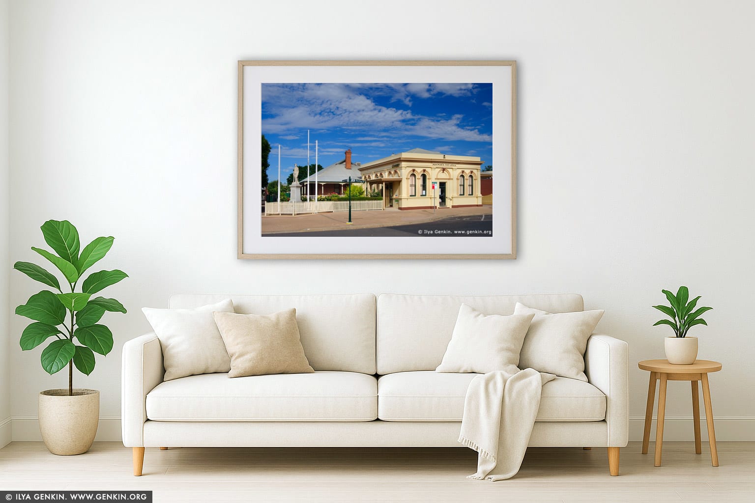 Wentworth Post Office wall art in a contemporary living room interior