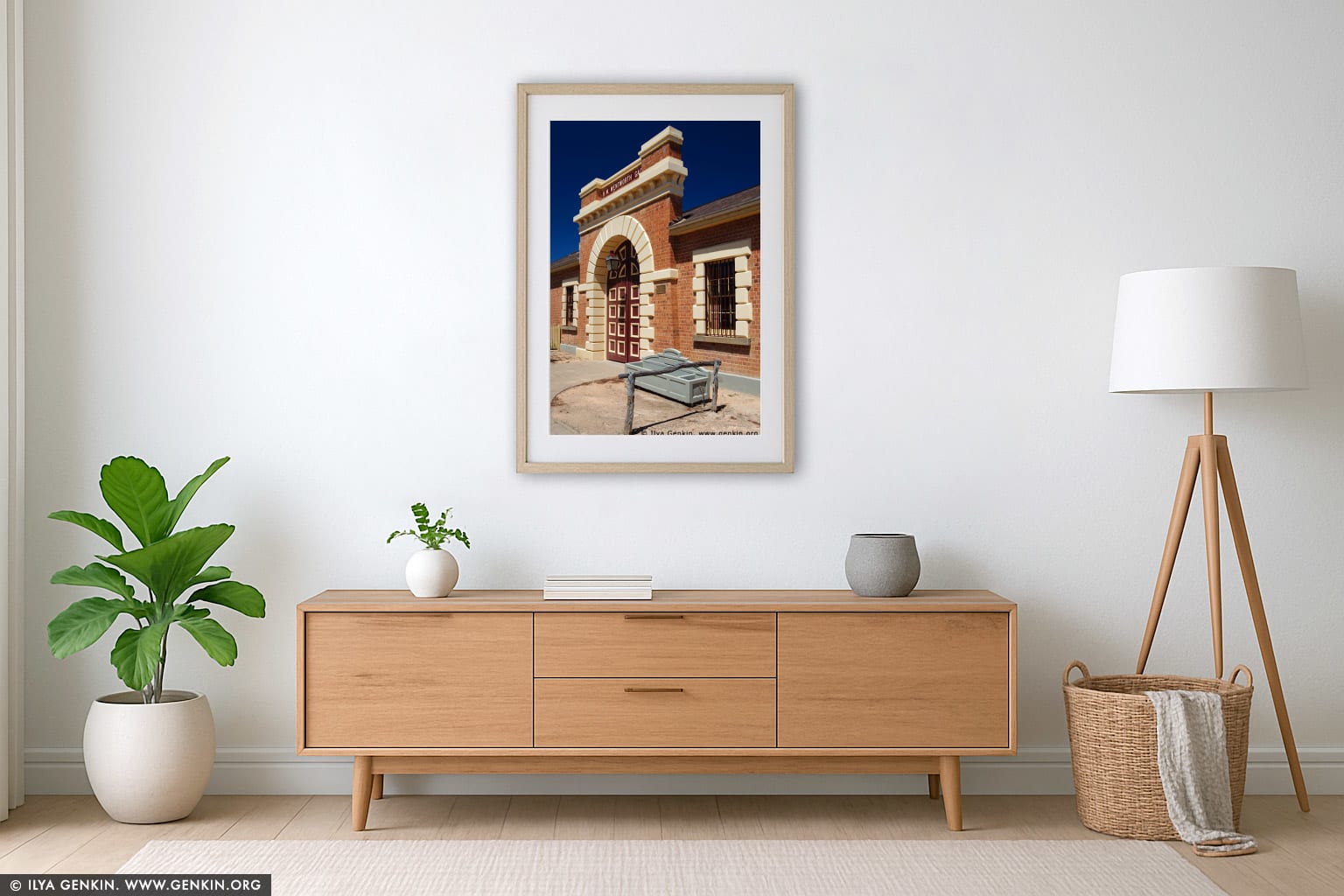 Old Wentworth Gaol wall art in a modern living room interior