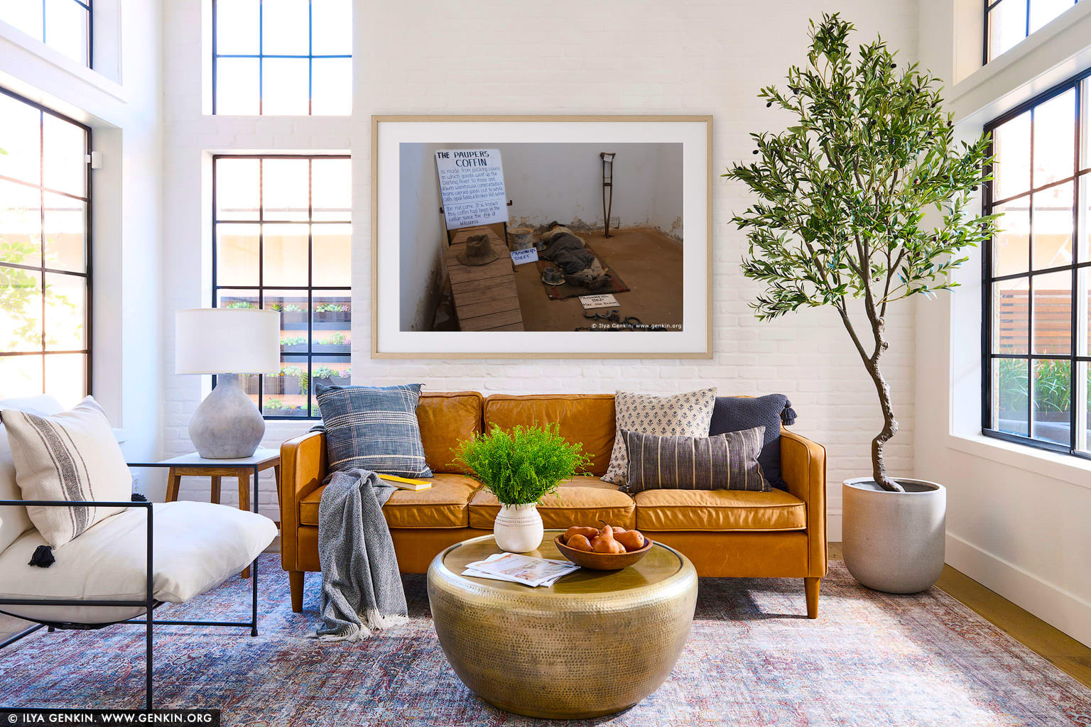 Prison Cell in Old Wentworth Gaol wall art in a contemporary living room interior