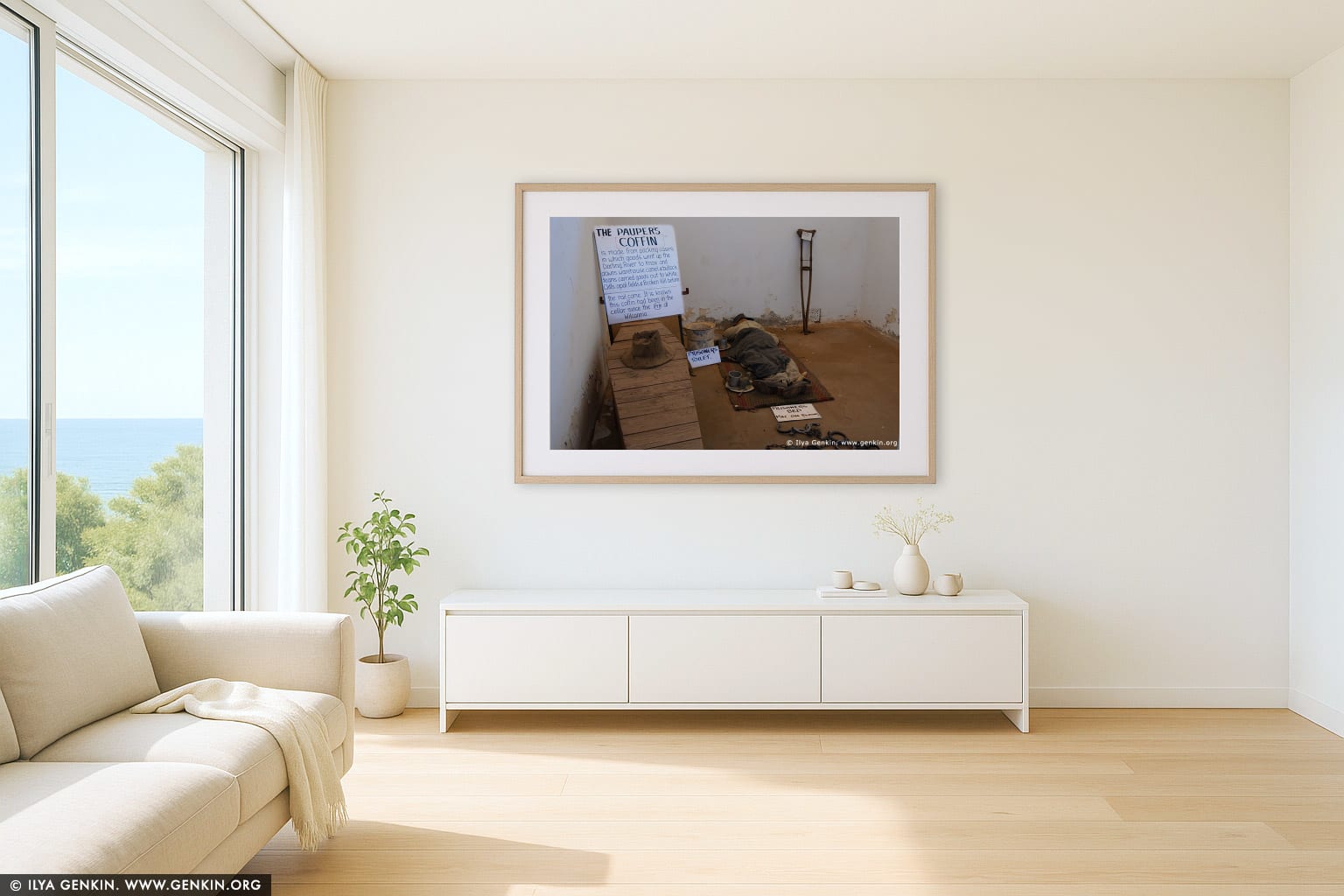 Prison Cell in Old Wentworth Gaol wall art in a contemporary living room interior