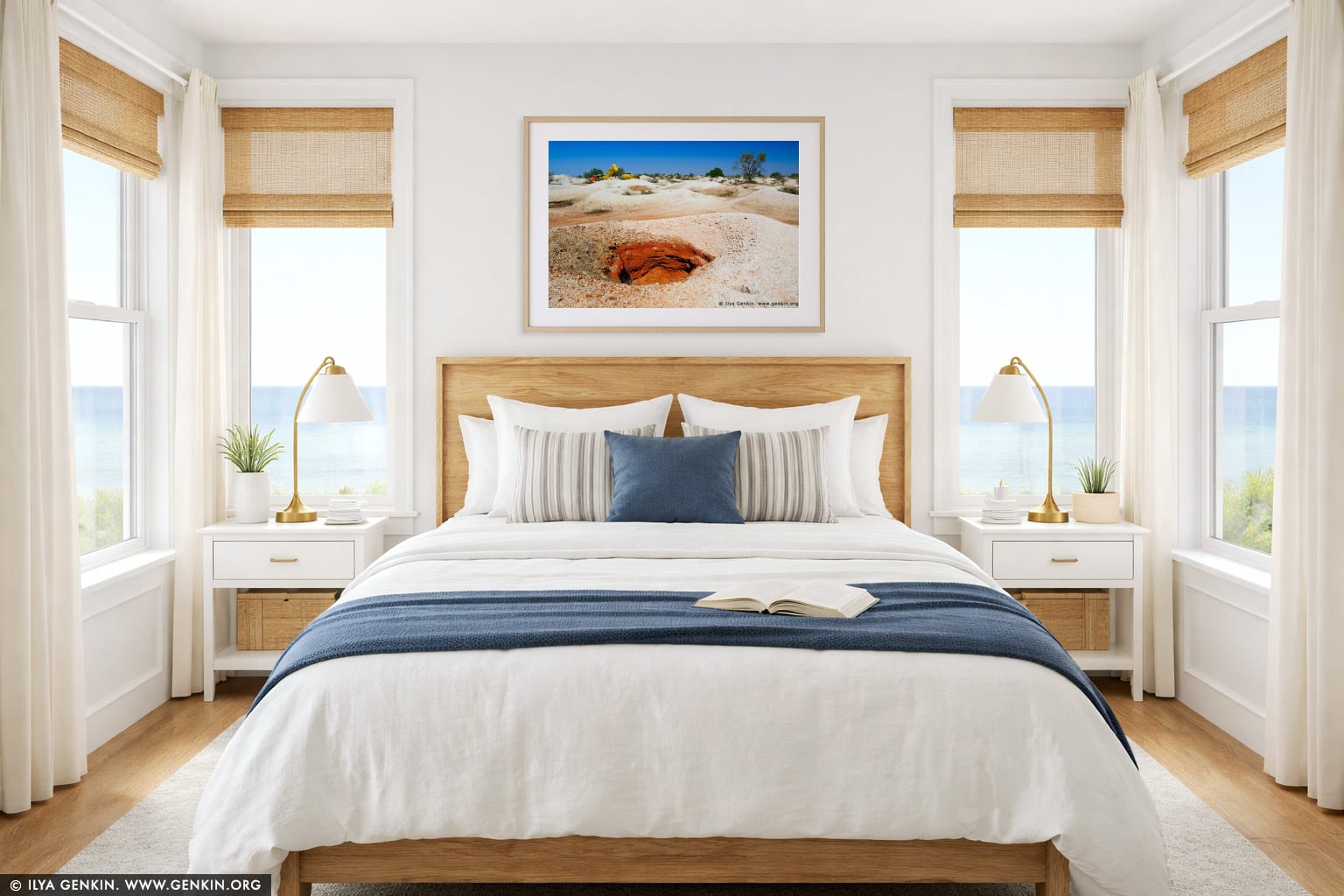 White Cliffs Opal Mines wall art in a bedroom interior