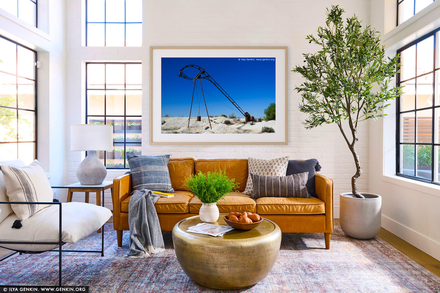 Old Machinery at White Cliffs Opal Mines wall art in a luxury living room interior