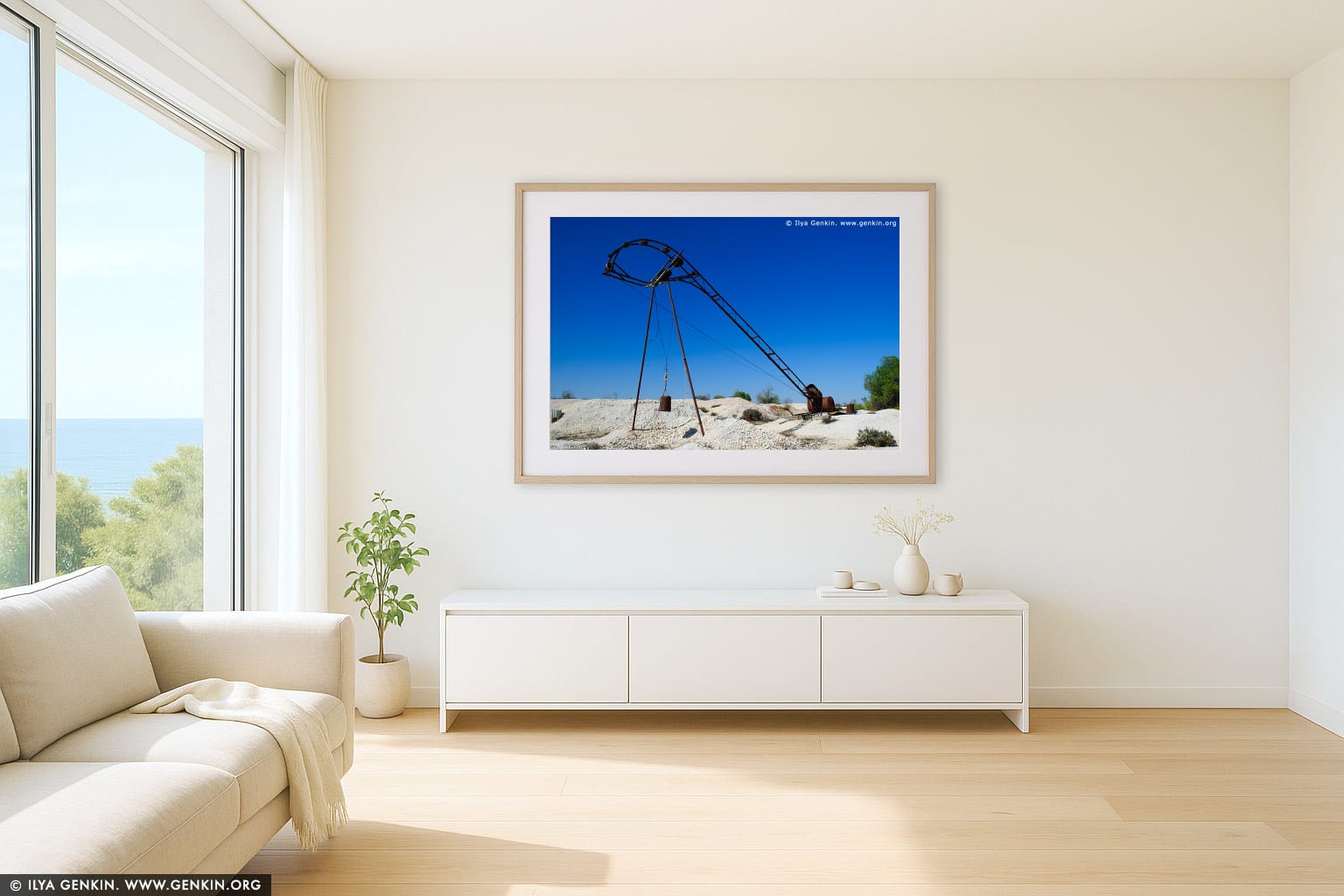 Old Machinery at White Cliffs Opal Mines wall art in a luxury living room interior