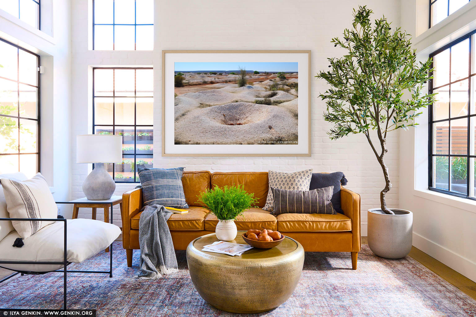 White Cliffs Opal Mines wall art in a modern living room interior